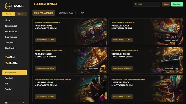 24casino kasiino pakkumised ja kampaaniad