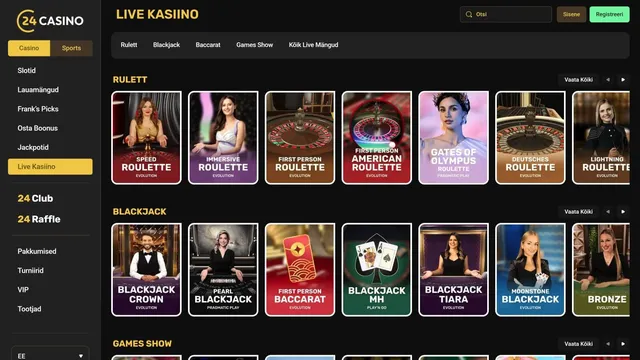 24casino live kasiino mängud