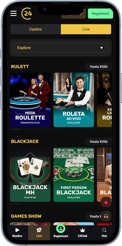 24casino mobiilne vaade live kasiino