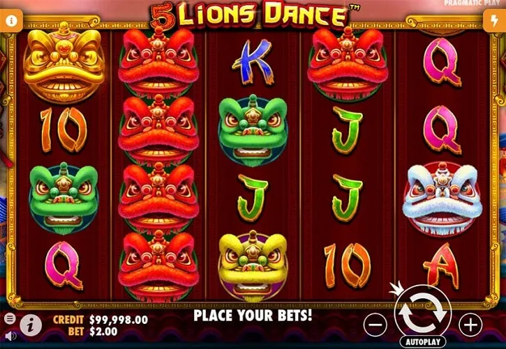 5 lions dance slot screen