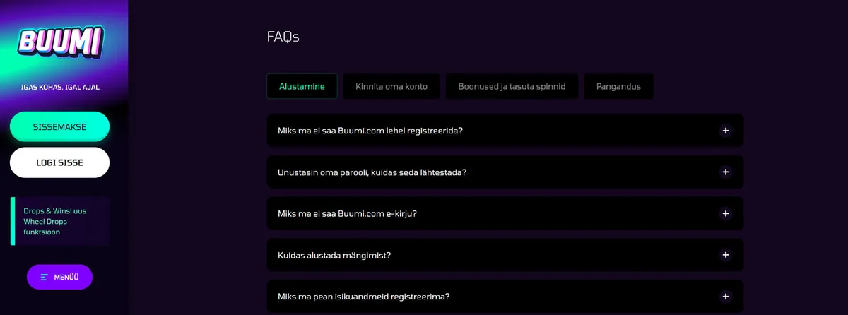 Buumi kasiino Korda Kippuvad Küsimused