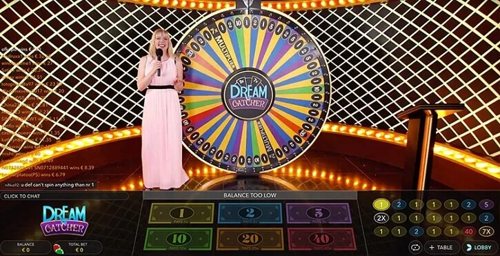 Dream Catcher live game screen