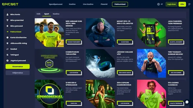 Epicbet Spordiennustus pakkumised