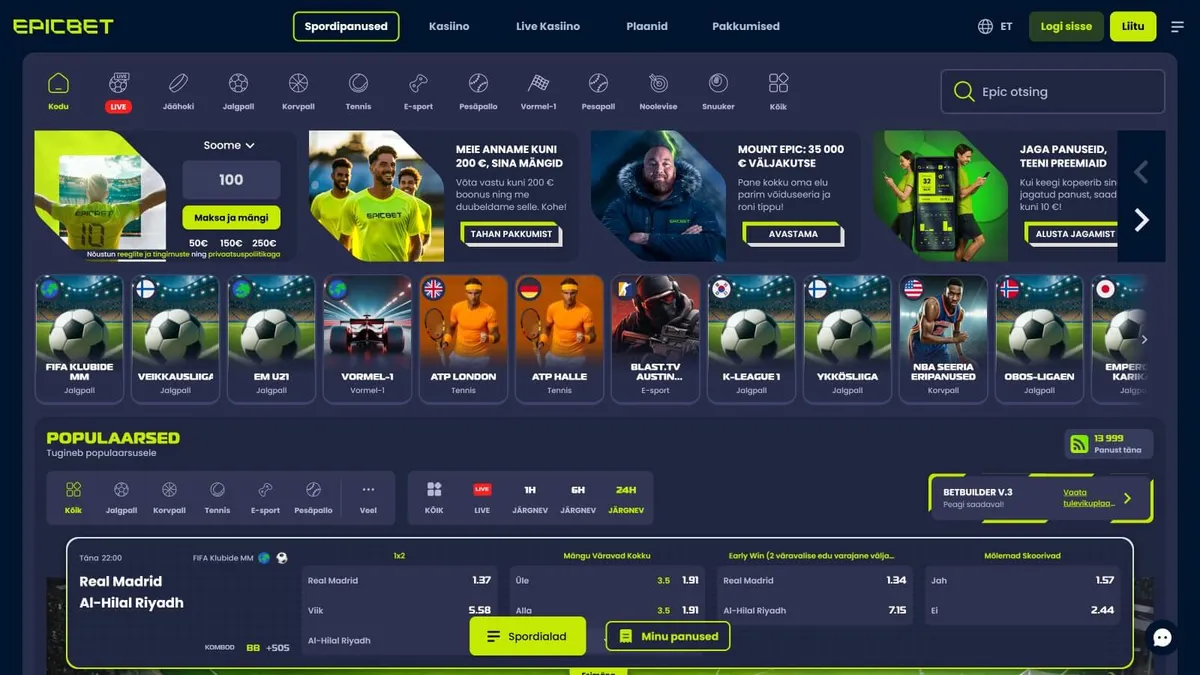 epicbet kasiino spordipanused