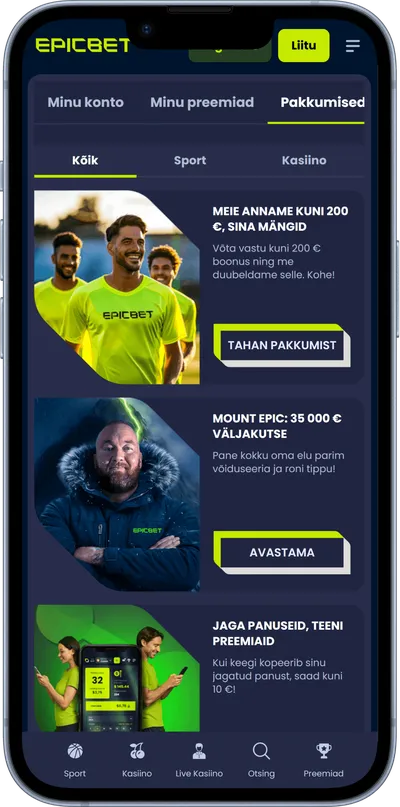Epicbet kasiino mobiilne veebileht pakkumised