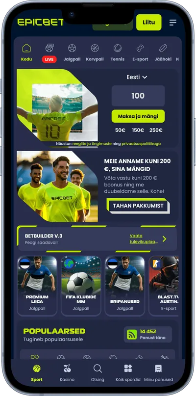 Epicbet kasiino mobiilne veebileht spordiennustus