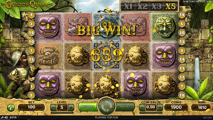 Gonzo’s Quest slot big win screen