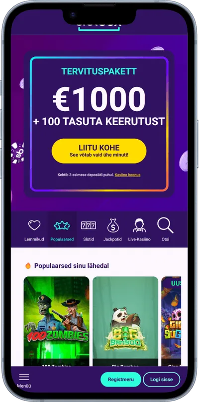 slotbox kasiino mobiliis tervitusbonuus