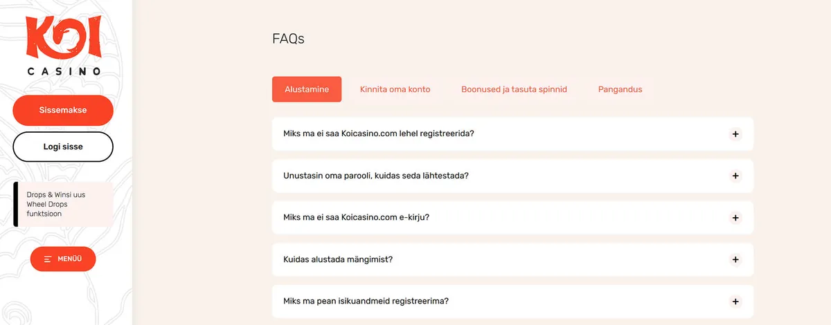 KOI kasiino Korda Kippuvad Küsimused