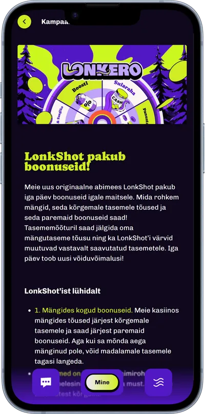Lonkero kasiino lonkshot mobiilne kampaania