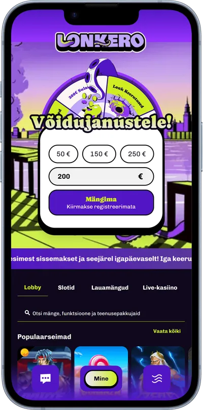 Lonkero kasiino mobiilne veebileht
