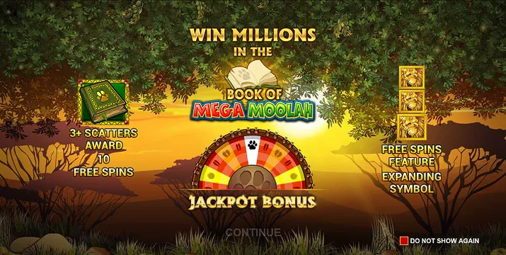 Mega moolah slot screen