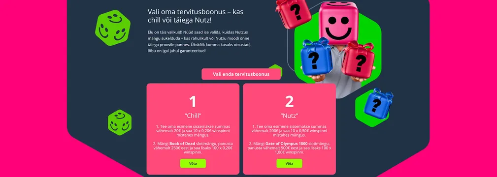 nutz kasiino tervitusboonus
