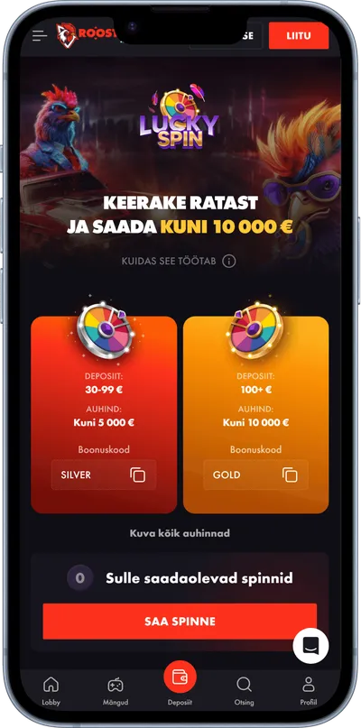 Rooster.bet kasiino mobiilne luckyspin