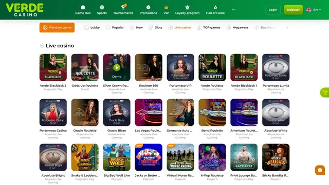 Verde casino live casino