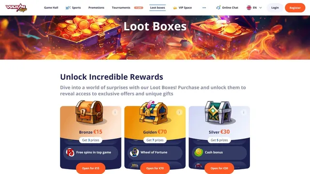 Vulkan Vegas casino Loot boxes