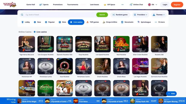 Vulkan Vegas casino live games