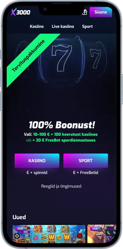X3000 kasiino mobiilne veebileht