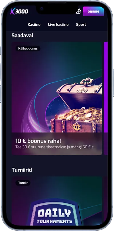 X3000 kasiino mobiilne veebileht pakkumised
