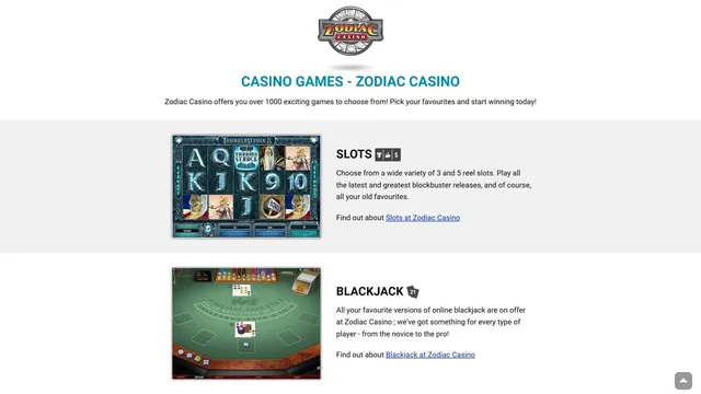 Zodiac casino games