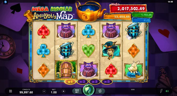 absoluutly mad mega moolah slot screen