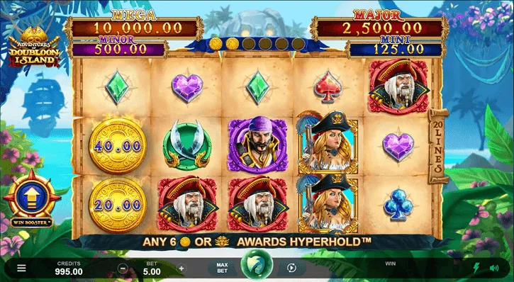 adventures of doubloon island slot screen