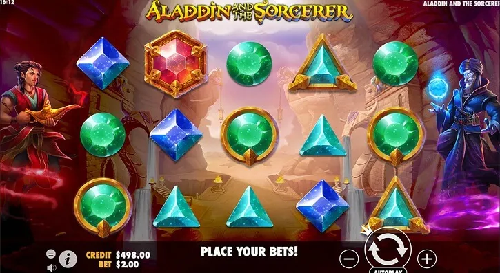 aladdin and the sorcerer slot screen