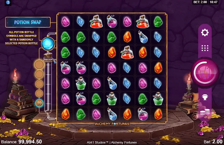 alchemy fortunes slot screen