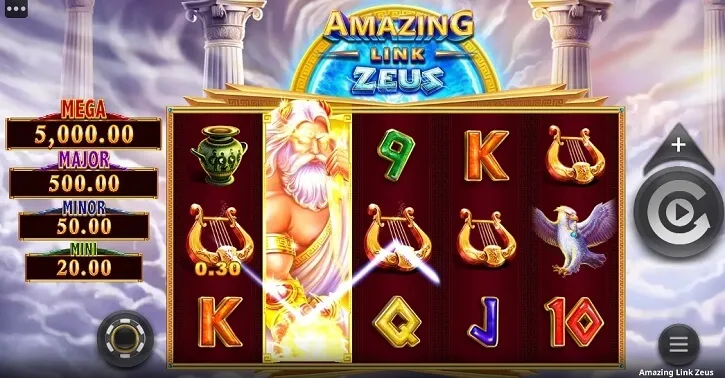 amazing link zeus slot screen