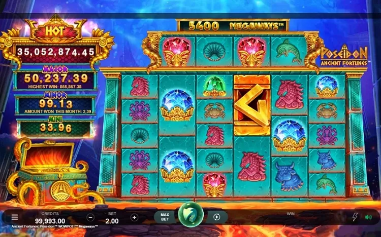 ancient fortunes poseidon wowpot slot screen