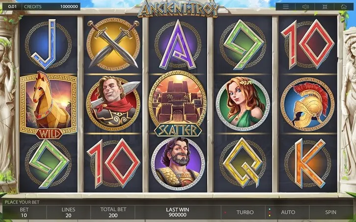 ancient troy slot screen