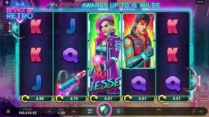 attack on retro slot screen