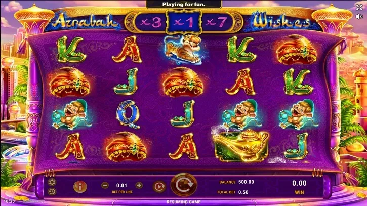 azrabah wishes slot screen