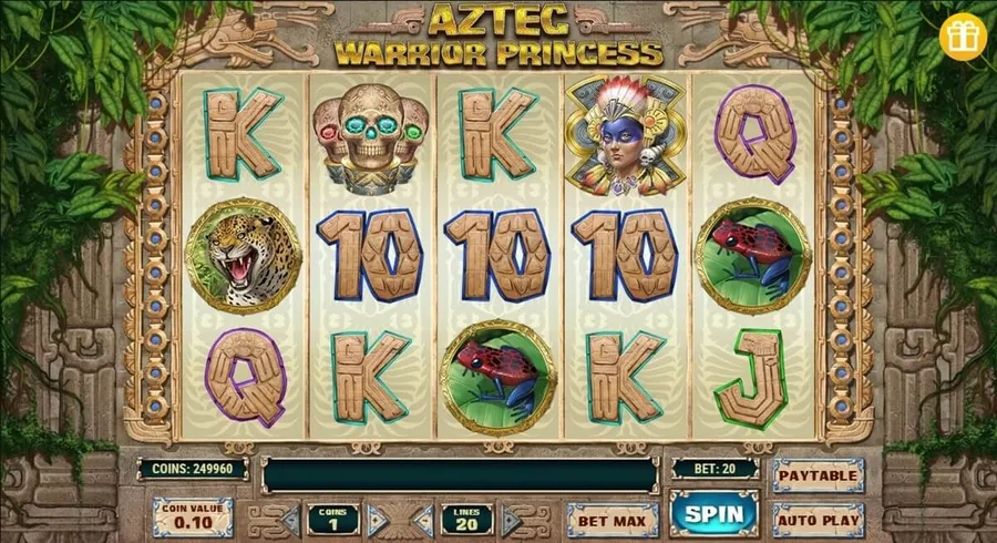 aztec warrior princess slot screen