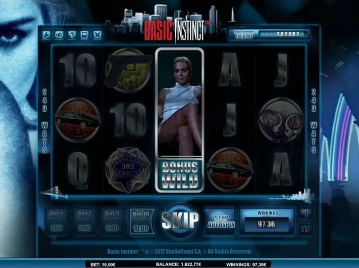 basic instinct slot screen