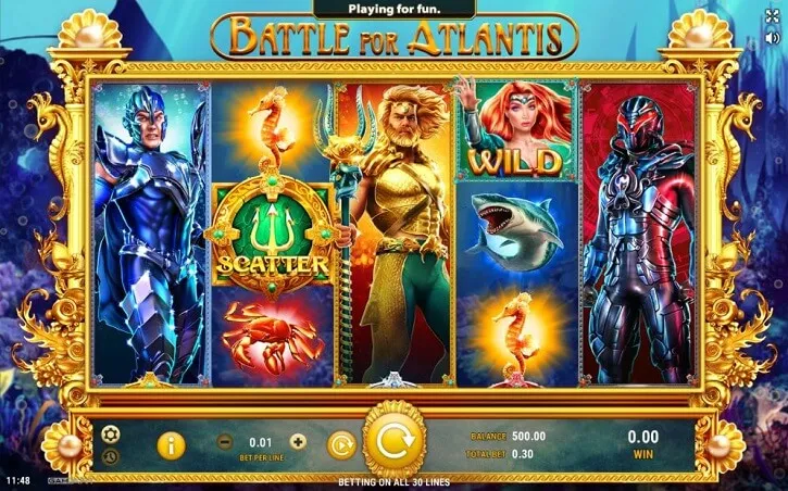battle for atlantis slot screen