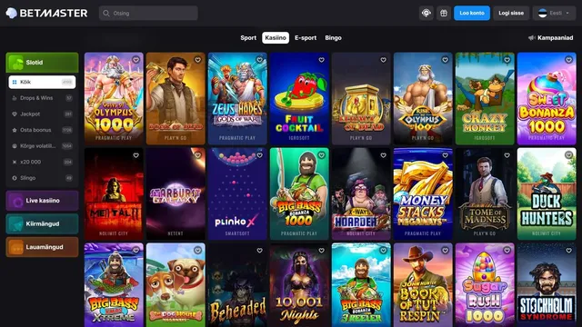 betmaster kasiino mänguautomaadid