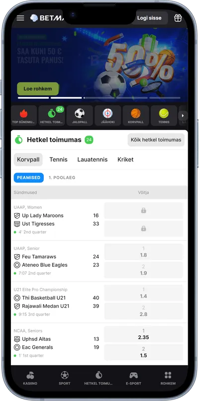 betmaster kasiino mobiilne veebileht