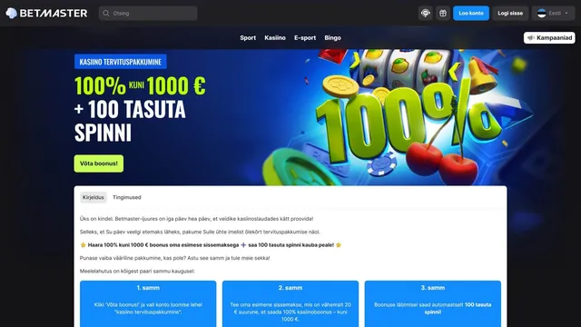 betmaster kasiino tervitusboonus
