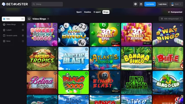 betmaster kasiino video bingo