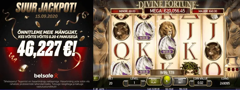 betsafo kasiino divine fortune jackpot winner