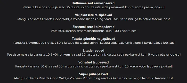 betsafe kasiino hullumeelsed nadalad list