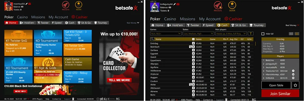 betsafe pokker lobby