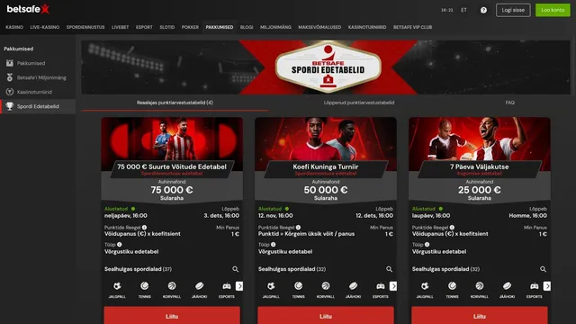 betsafe spordi edetabelid