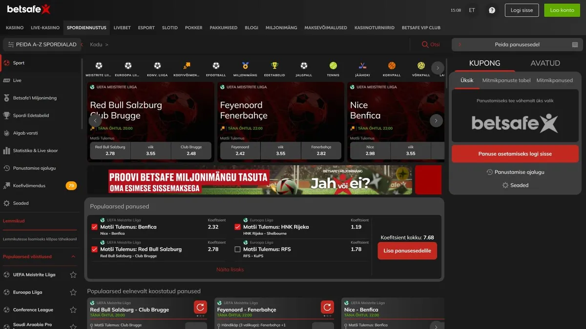 betsafe kasiino spordiennustus