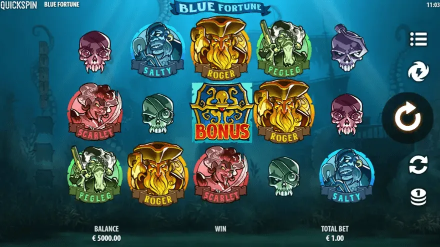 blue fortune slot screen