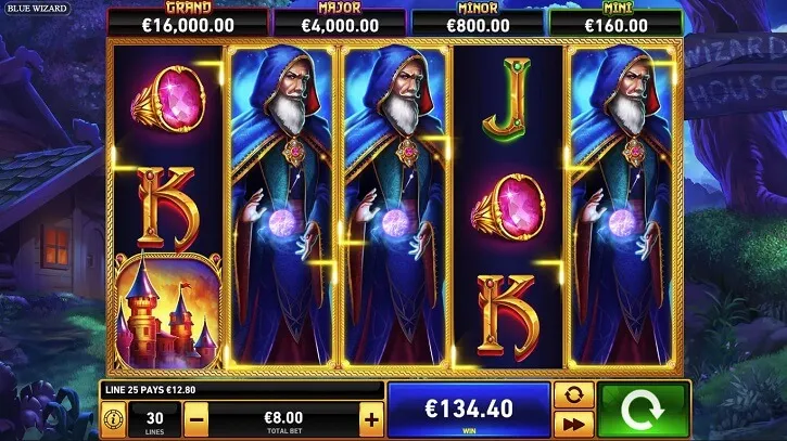 blue wizard slot screen