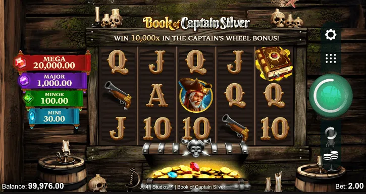 book of captain silver slot screen