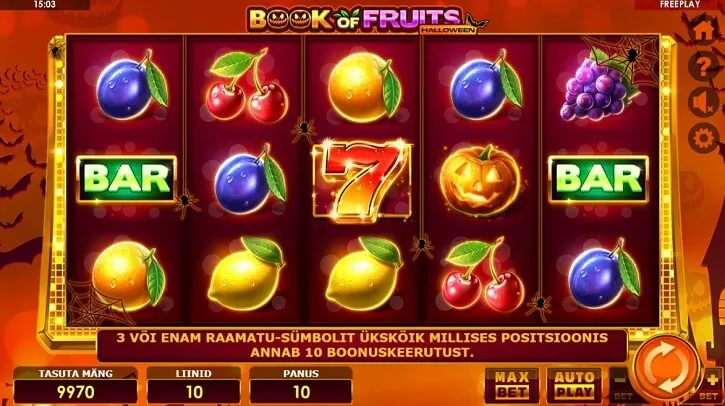 book of fruits halloween slot screen