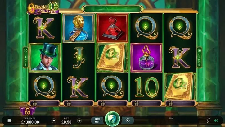 book of oz lock n spin slot screen
